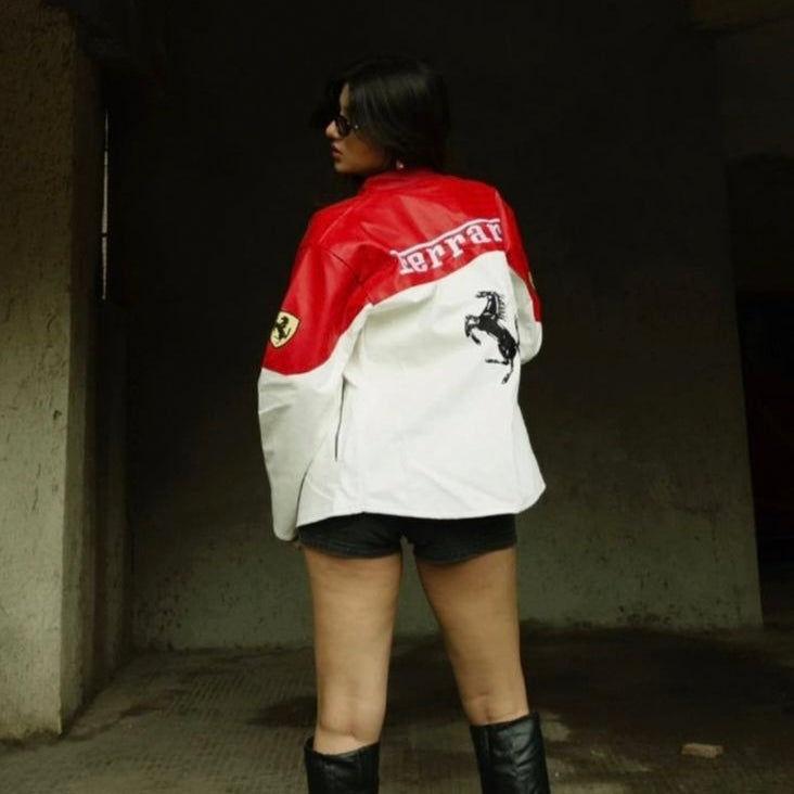 Ferrari Leather Jacket - Red-White